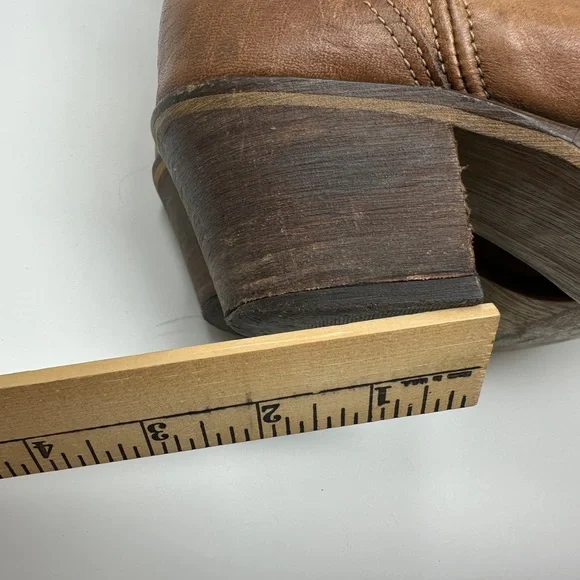 Steve Madden soft supple tan brown leather cowboy boots beautiful patina size8M - Picture 8 of 9